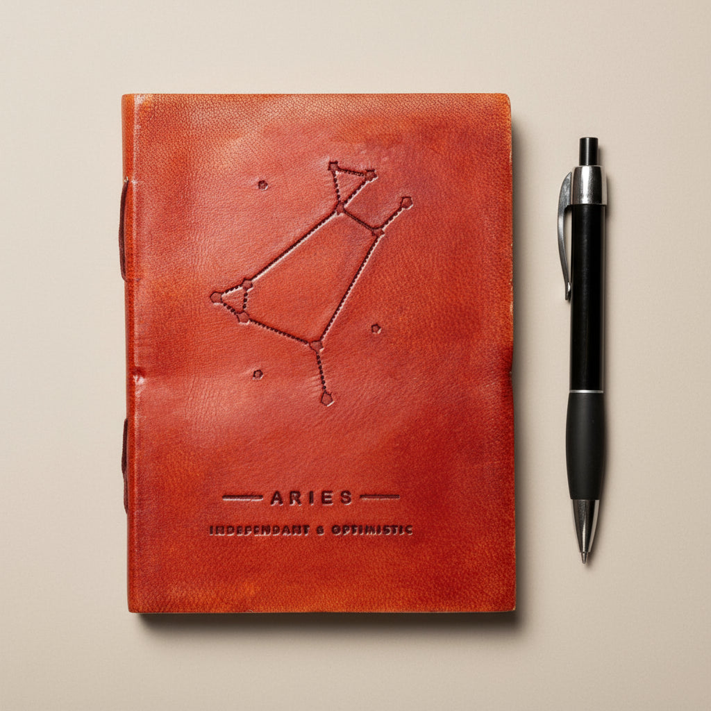 Astrology journal in leather cover – beautifully crafted for writing about your zodiac journey and planetary alignments