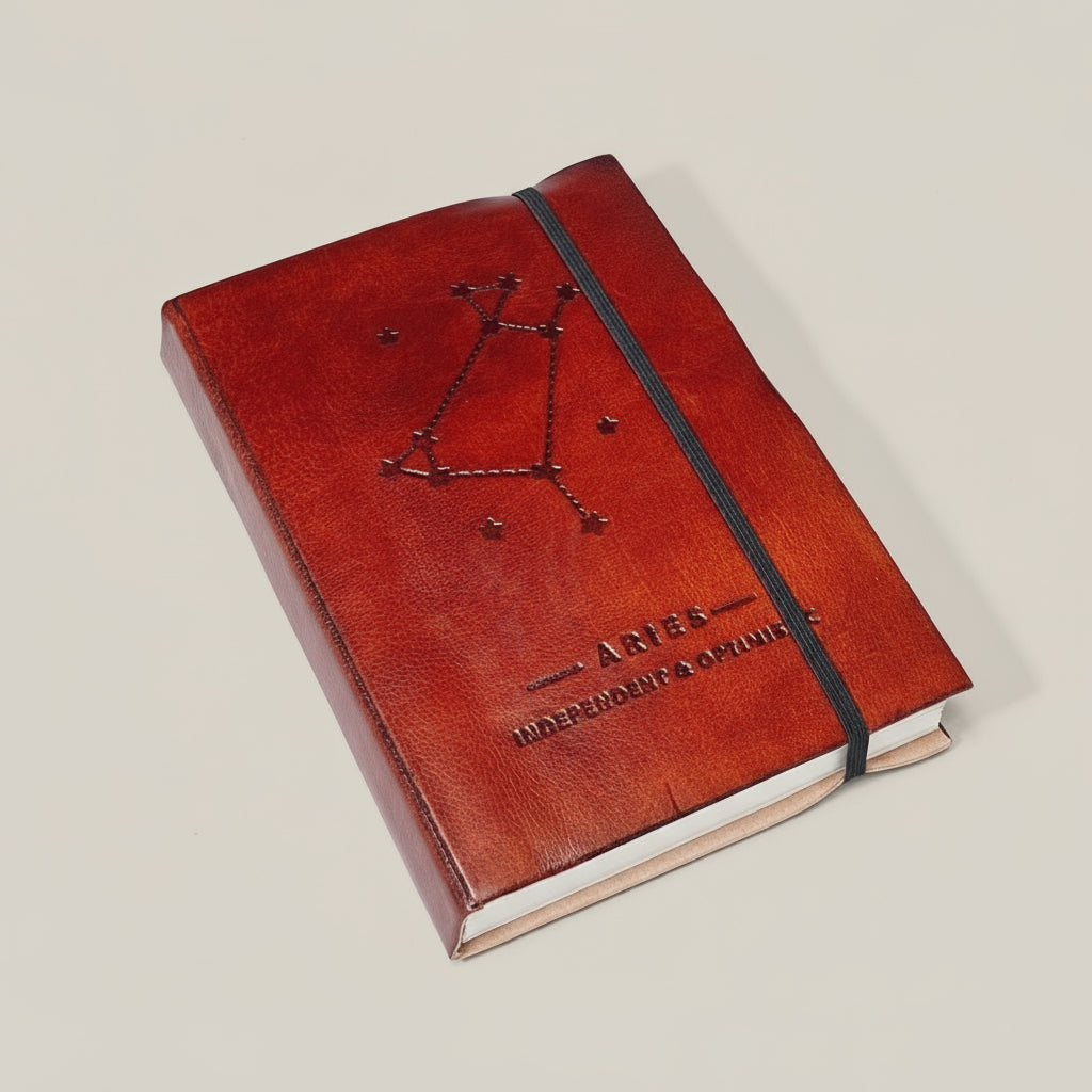 Astrology journal in leather cover – beautifully crafted for writing about your zodiac journey and planetary alignments