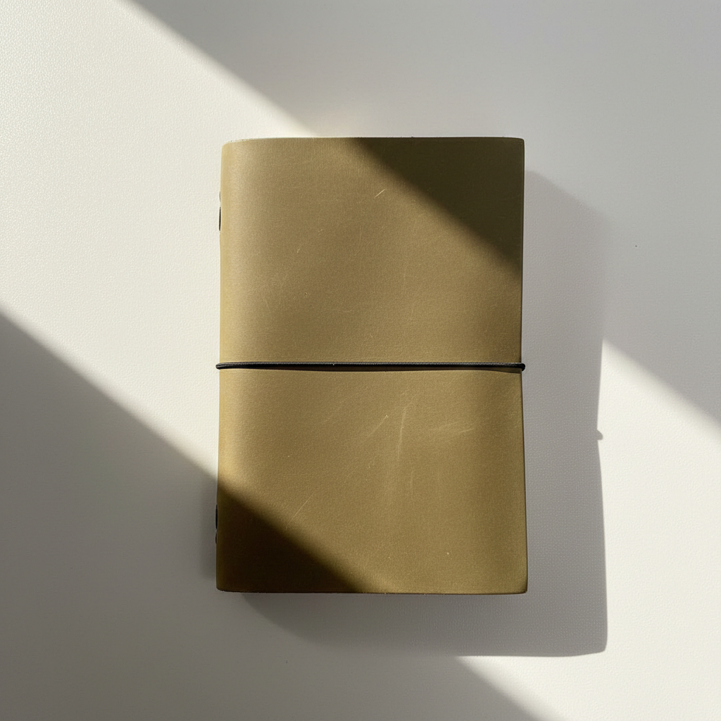 Brown and green leather folios side by side