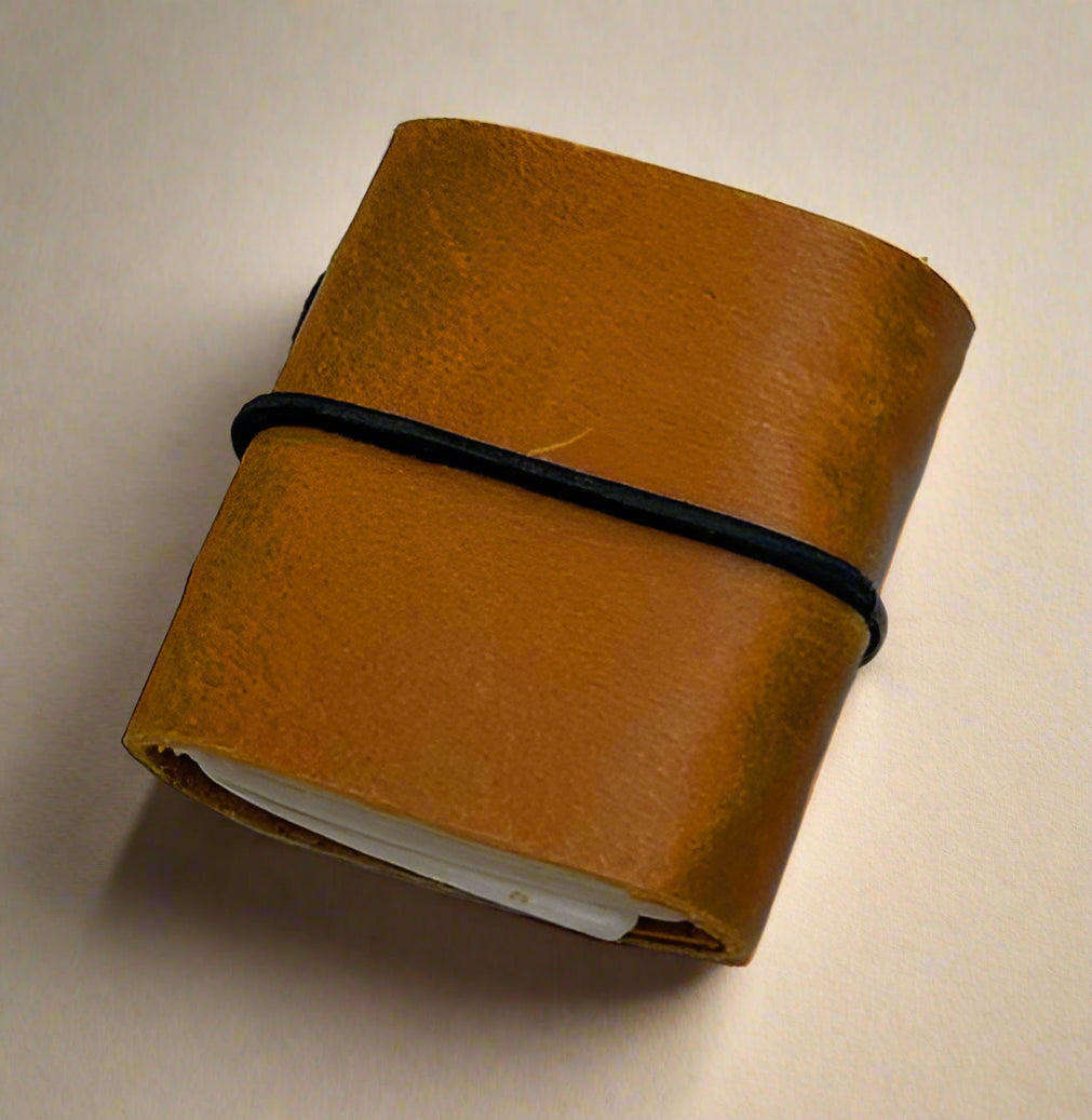 Miniature leather journal – pocket-sized notepad for thoughts, ideas, and on-the-go writing
