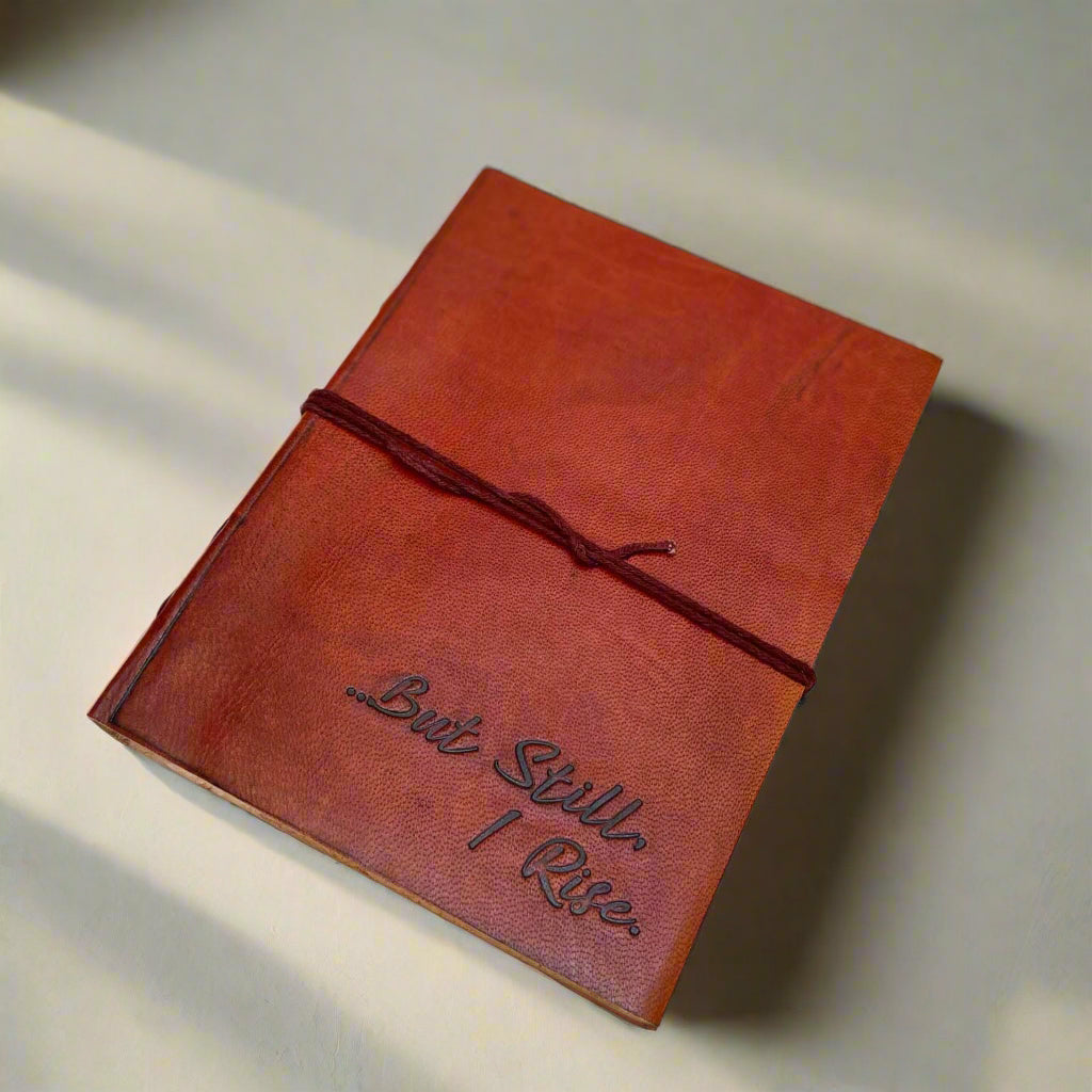 But Still I Rise journal front cover with script embossing