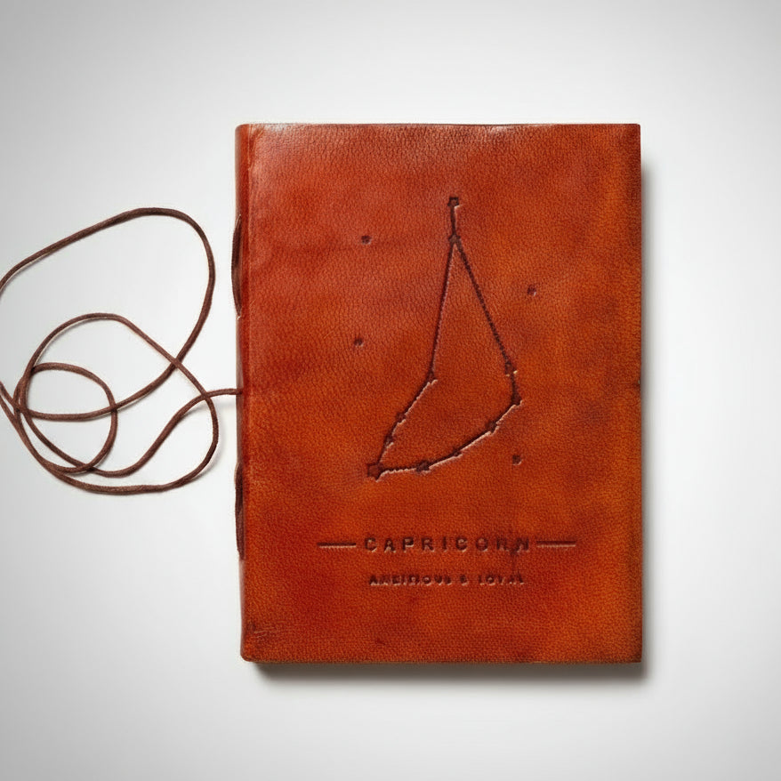 Astrology journal in leather cover – beautifully crafted for writing about your zodiac journey and planetary alignments