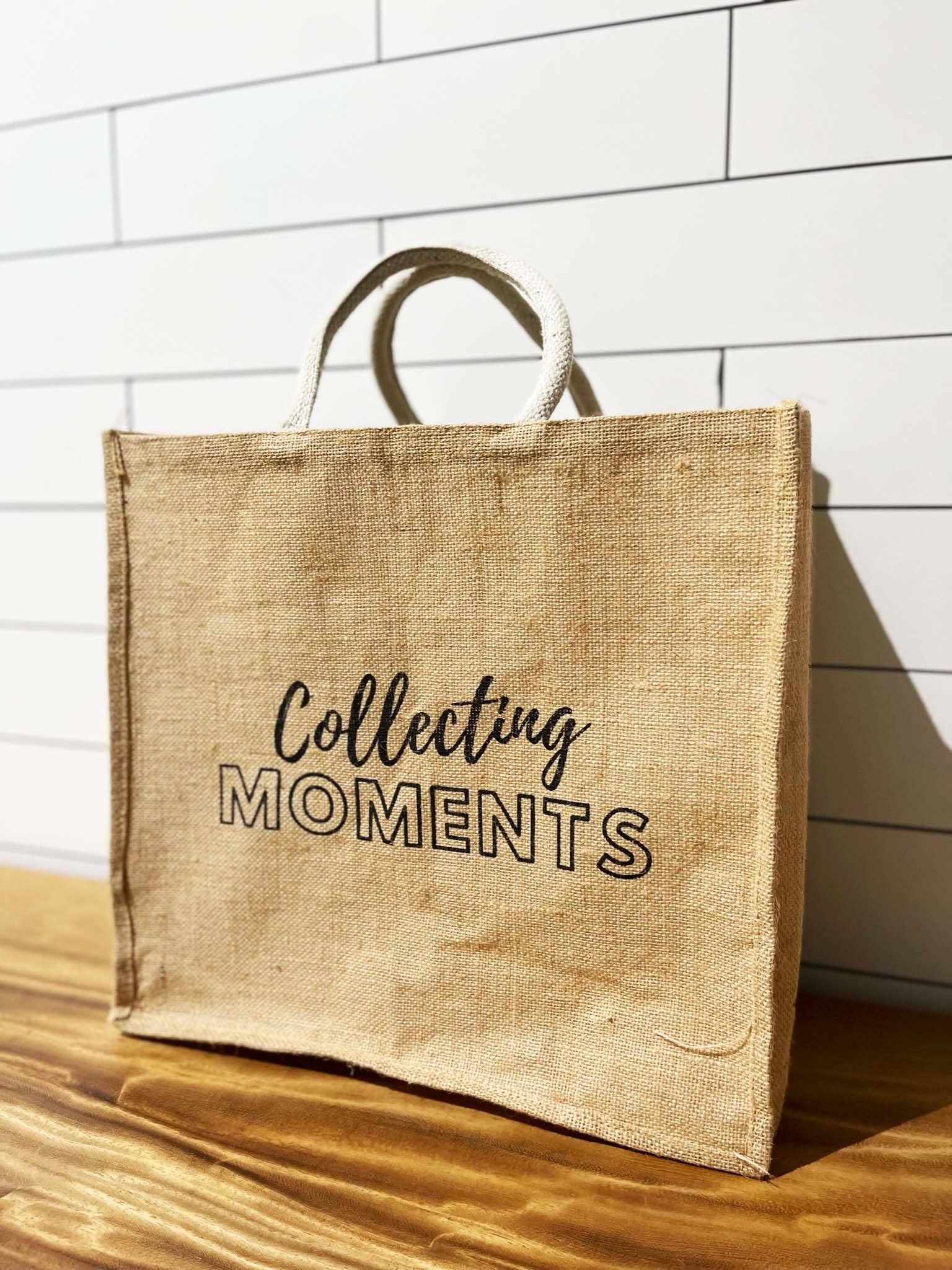 Jute Tote Bag - Collecting Moments