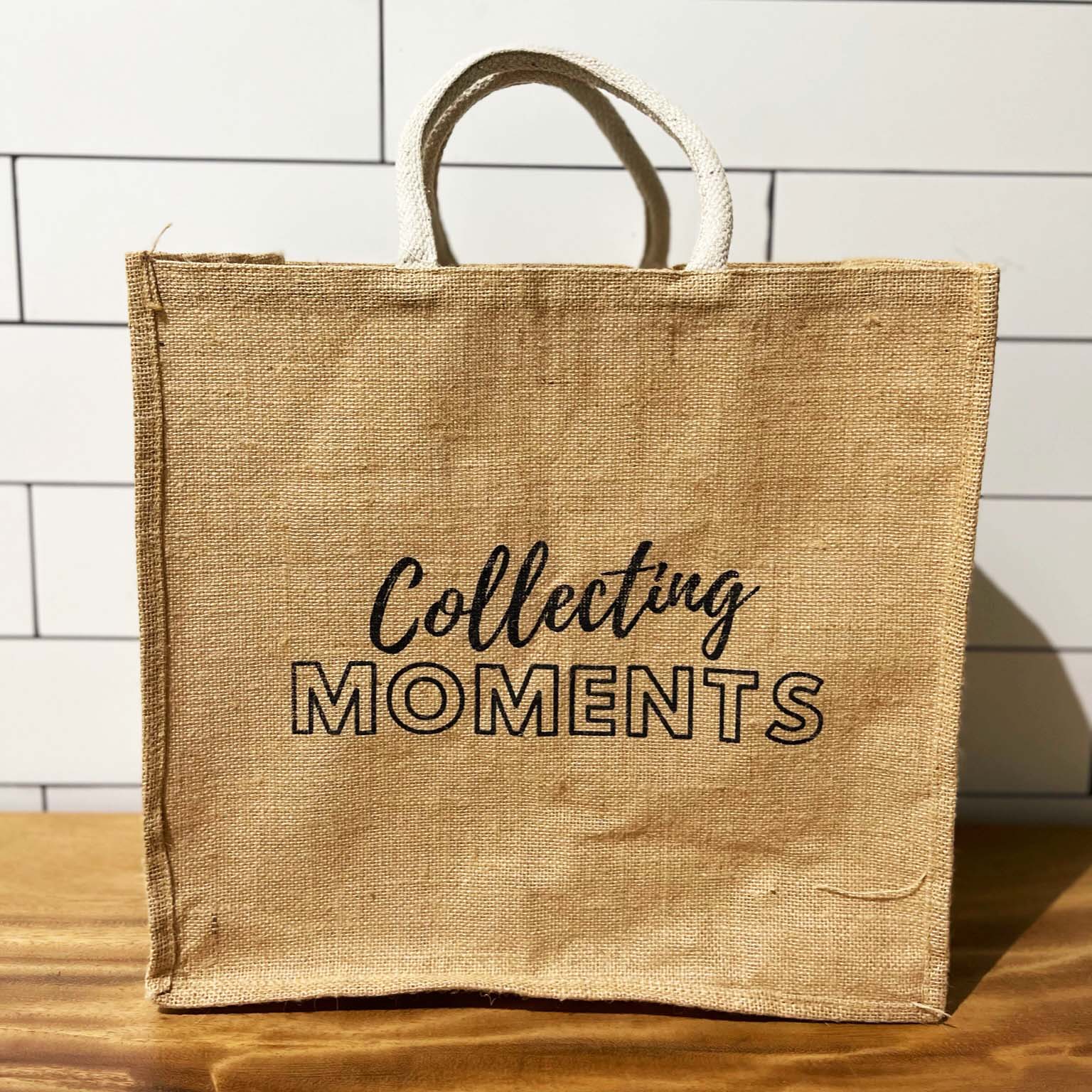 Jute Tote Bag - Collecting Moments