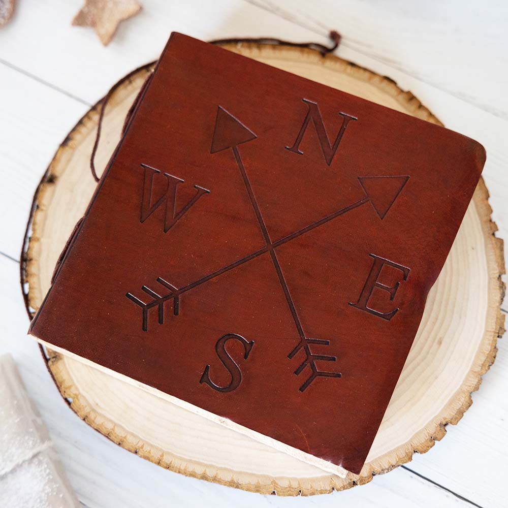 Compass 7x7 Artist Handmade Leather Journal
