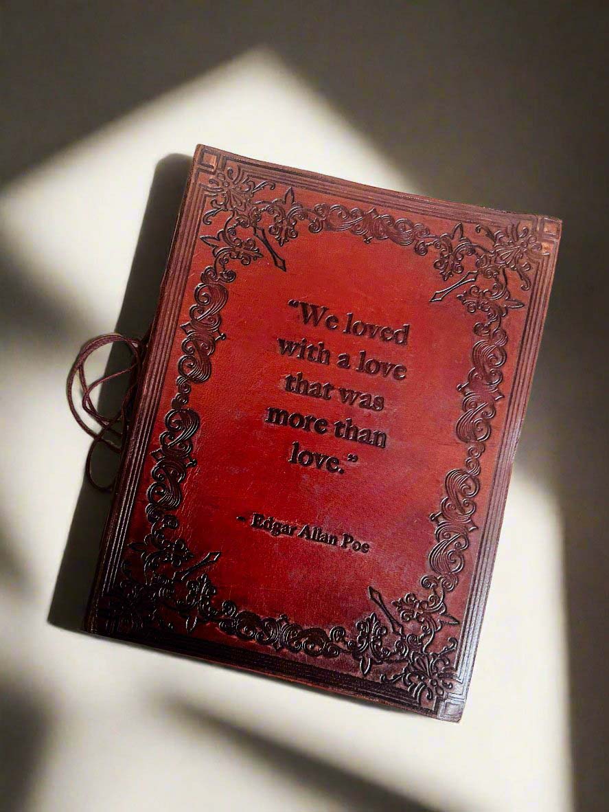 Soothi artisan leather journal with detailed elegant embossing – ideal for gratitude journaling, personal growth, or gifting
