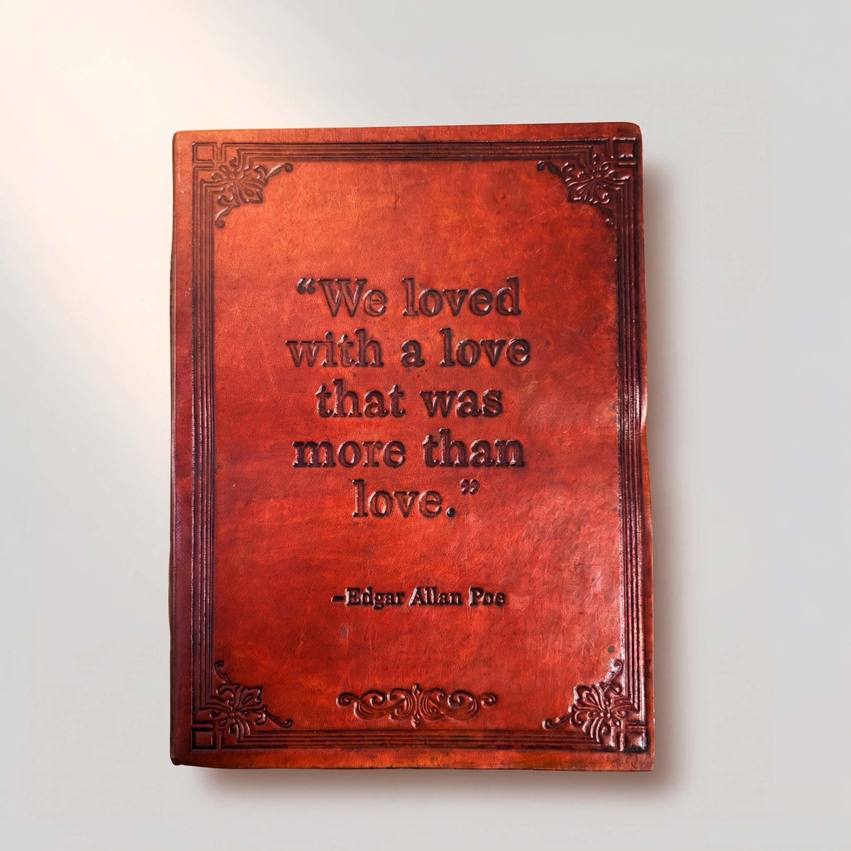 Edgar Allan Poe Leather Journal - "A Love More Than Love" Quote