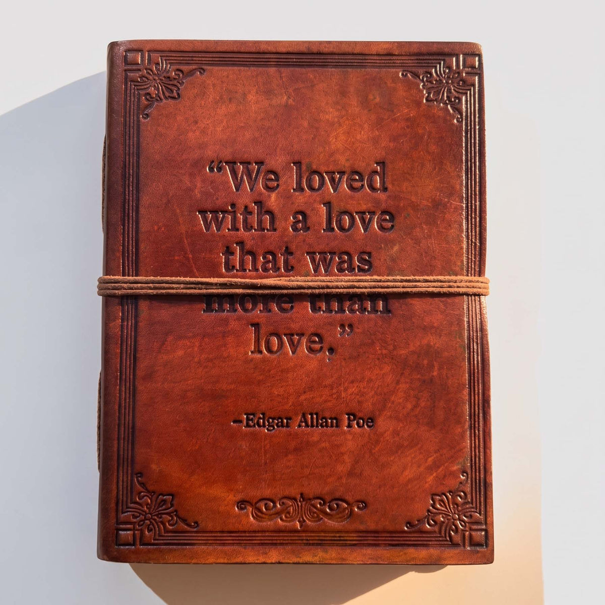 Edgar Allan Poe Leather Journal - "A Love More Than Love" Quote