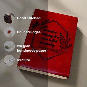 *Feel Deeply Quote Leather Journal - Elastic Band