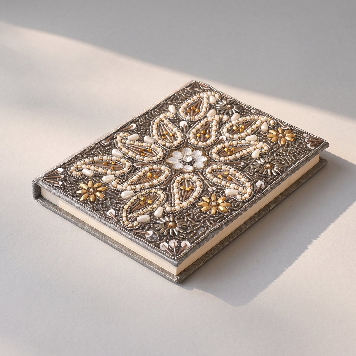 Gray Zari Hand-Embroidered Journal