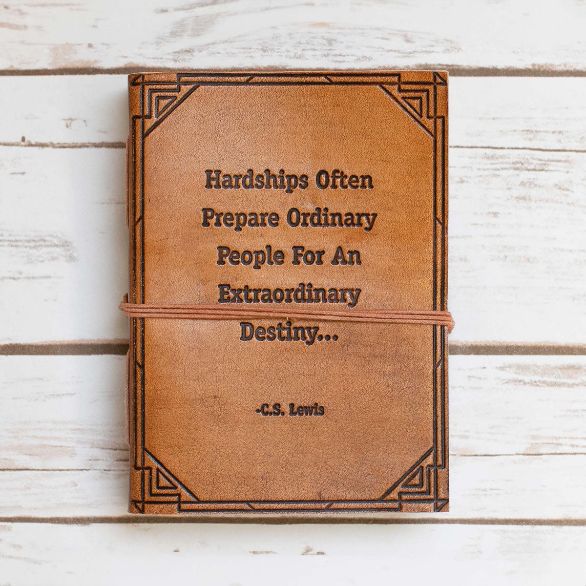 Hardships And Extraordinary Journey C.S. Lewis Quote Leather Journal - 7x5