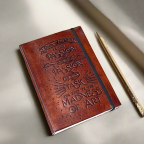 *Our Doubt Is Our Passion Quote Leather Journal - Elastic Band