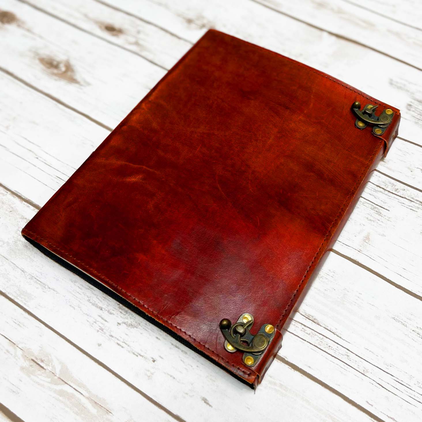 Hand outlet Tooled Leather Notebook - Red Roses