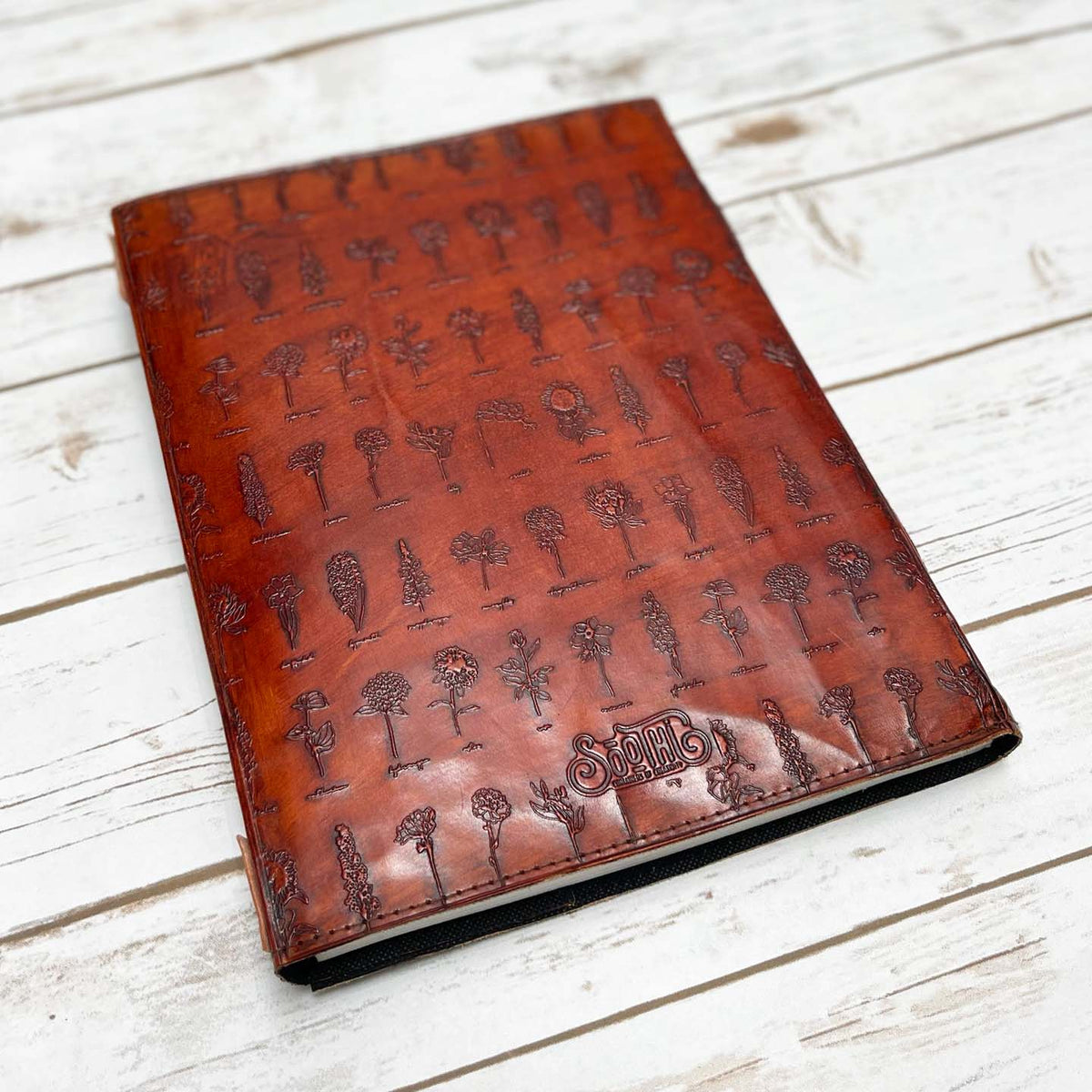 CUSTOM FLOWER CHART: 10x13 Leather Journal With Latch