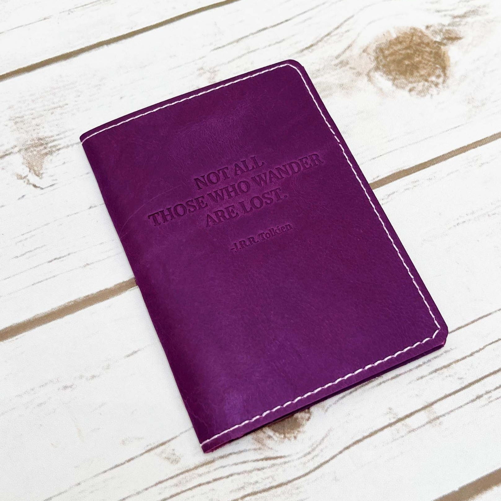 "Not All Who Wander Are Lost" Genuine Leather Passport Cover