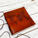 World Map 7x7 Artist Handmade Leather Journal