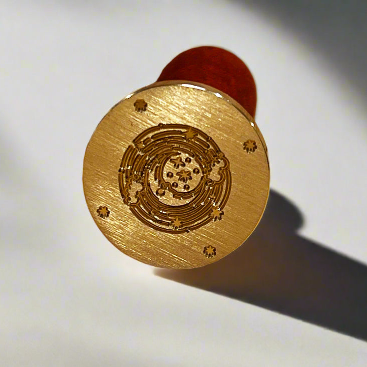 Celestial Moon & Stars Wax Seal Stamp - Enchanting Design for Invitations & Crafts