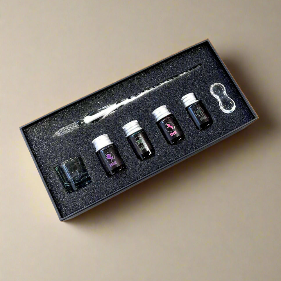 Hand-Blown Glass Dip Pen Set - Elegant Calligraphy & Writing