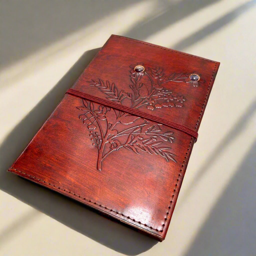 Flower Garden Refillable Stone Leather Journal