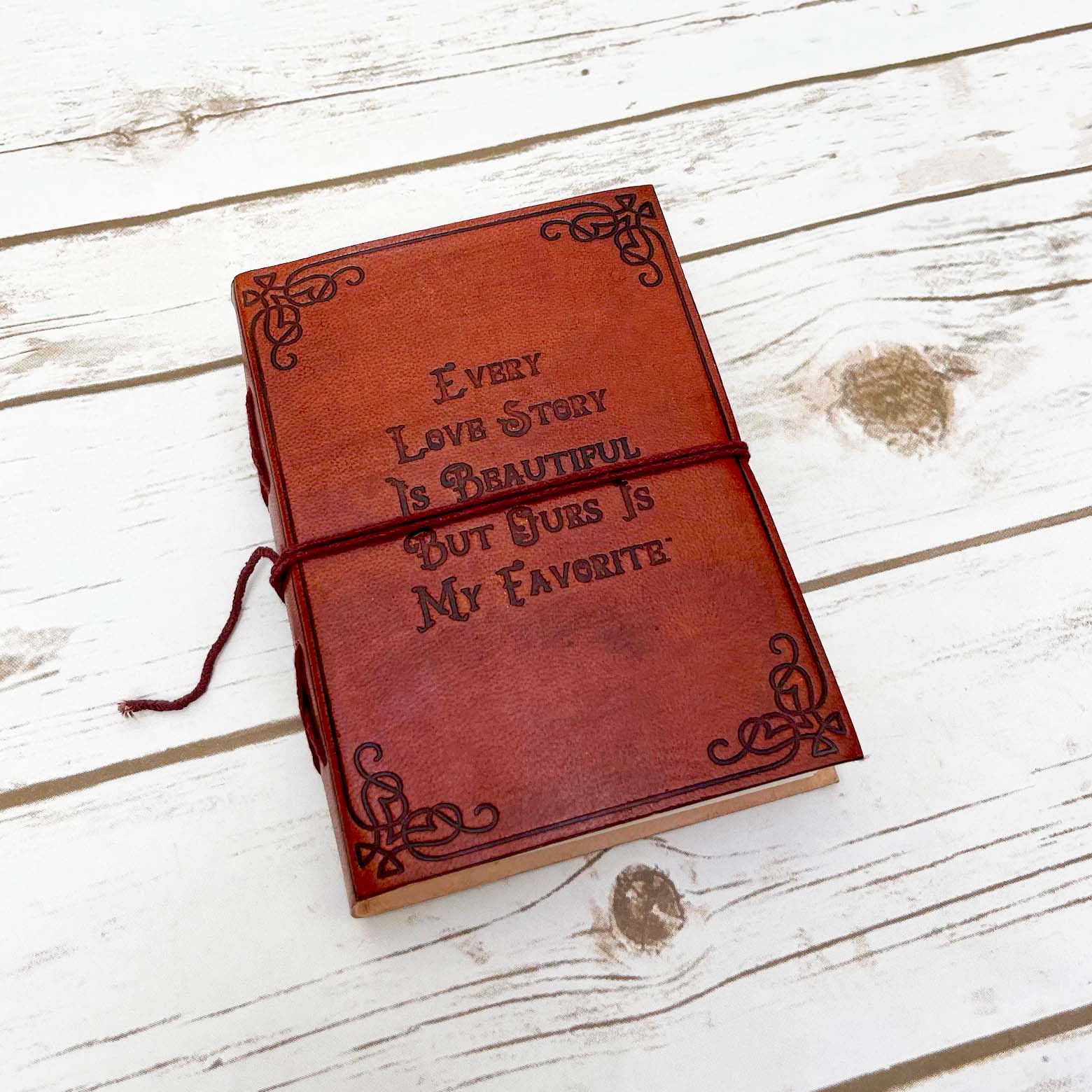 Every Love Story Is Beautiful Quote Leather Journal - 7x5