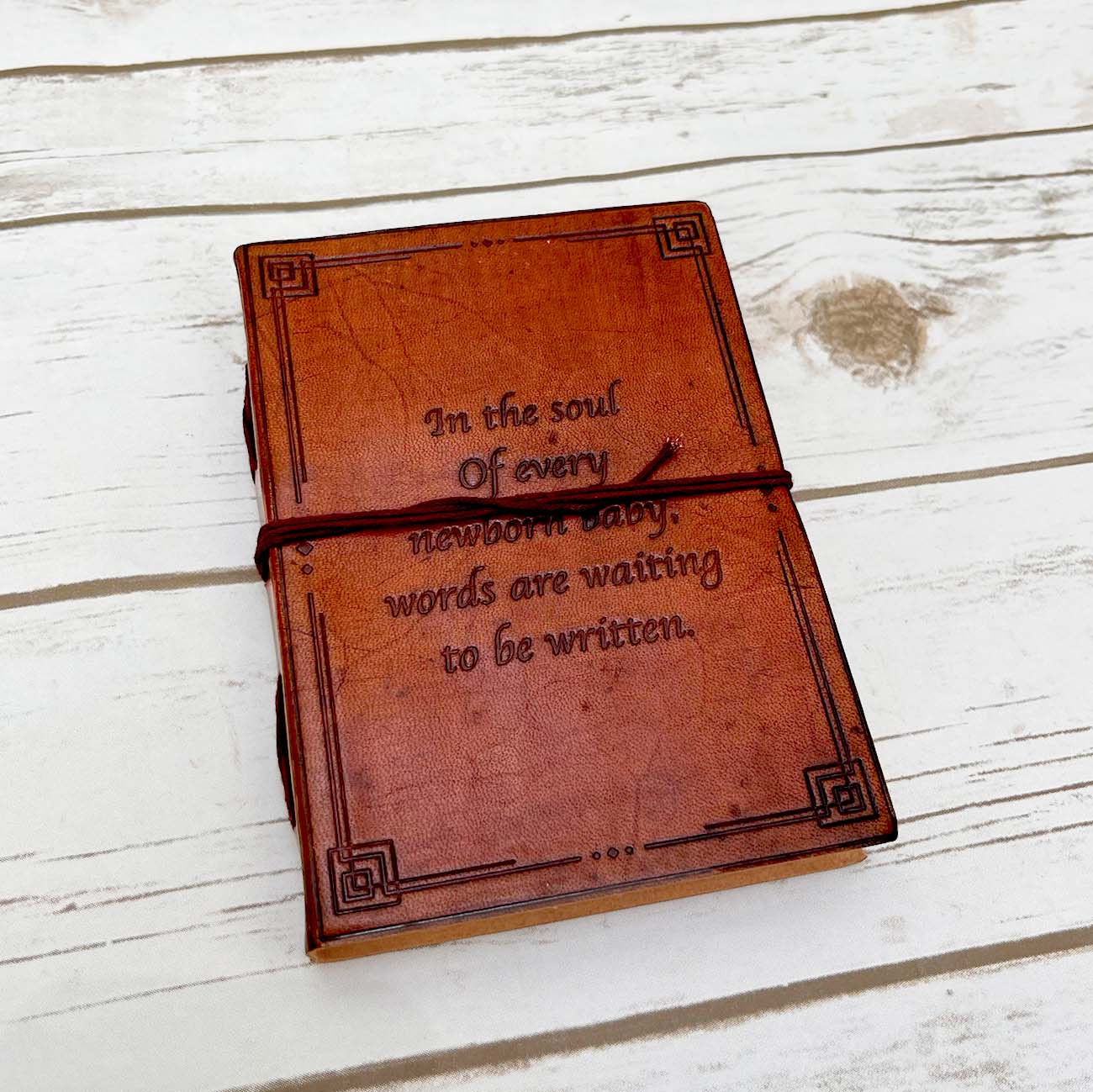 New Born Baby Quote Leather Journal - 7x5