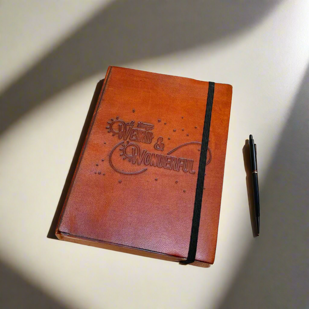 Weird And Wonderful Quote Leather Journal - 5x7 Lined