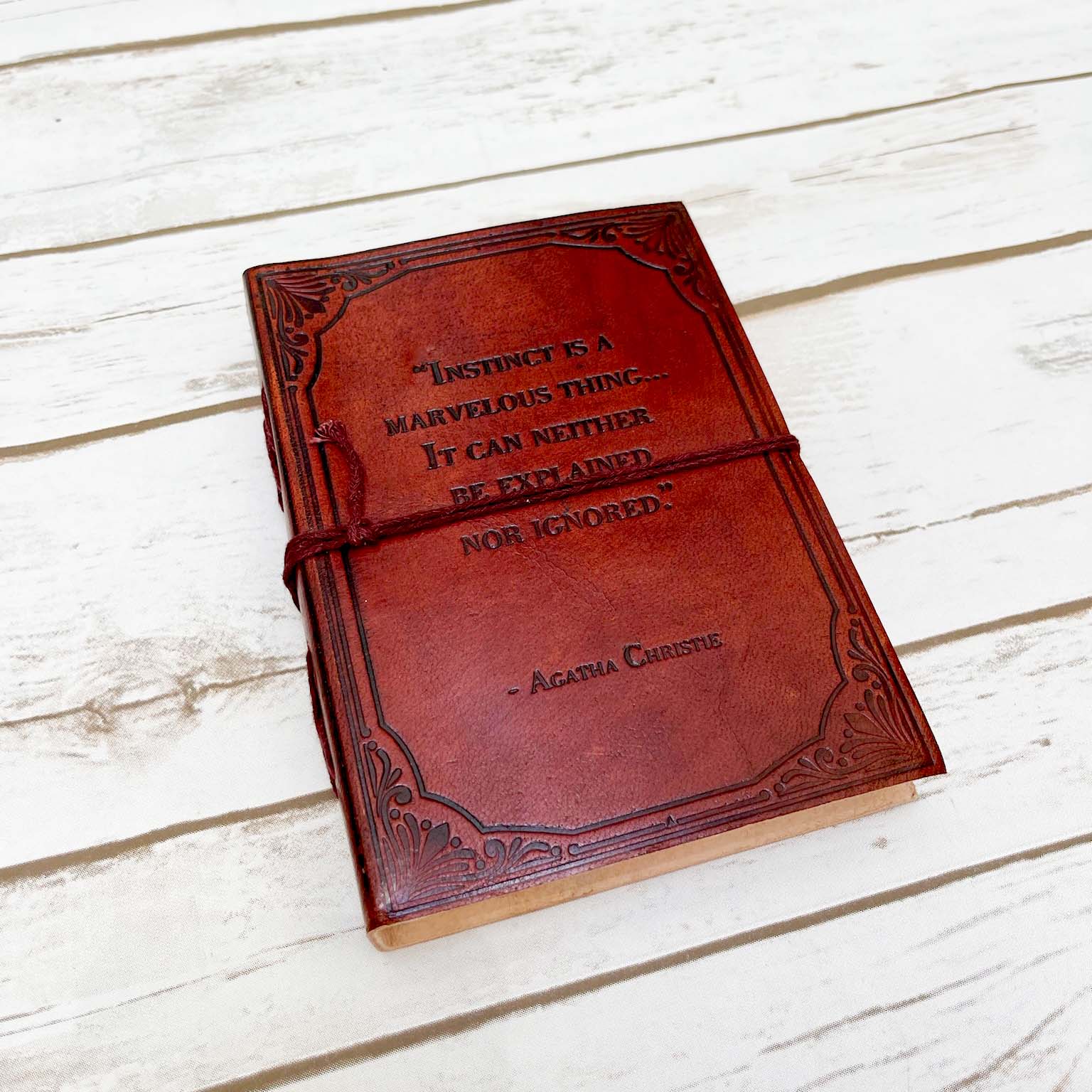 Instinct Is A Marvelous Thing Agatha Christie Quote Leather Journal - 7x5