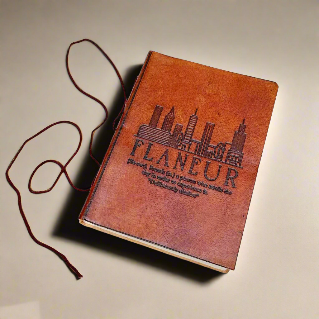 Flaneur Quote Leather Journal - 5x7 Lined