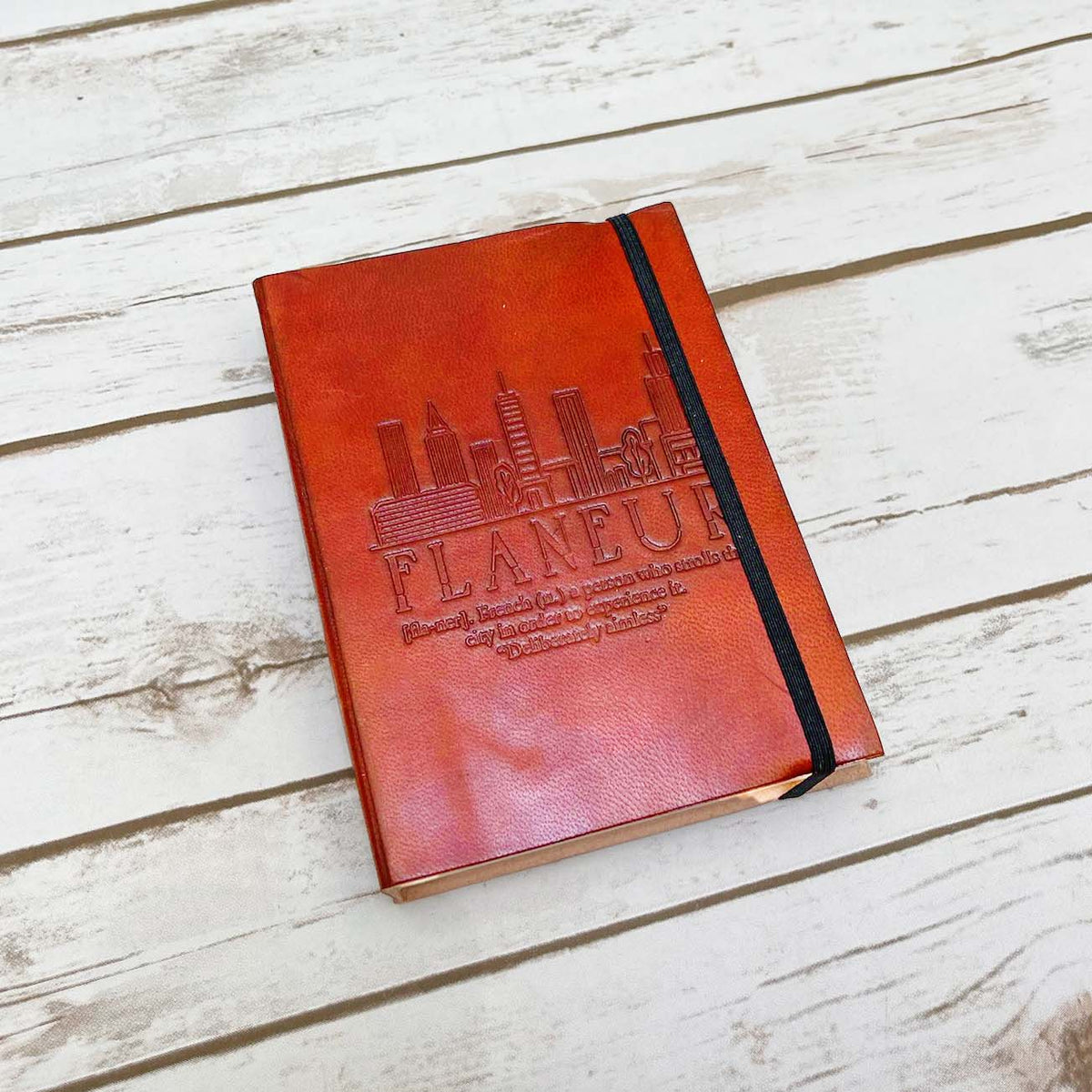 *Flaneur Quote Leather Journal - Elastic Band