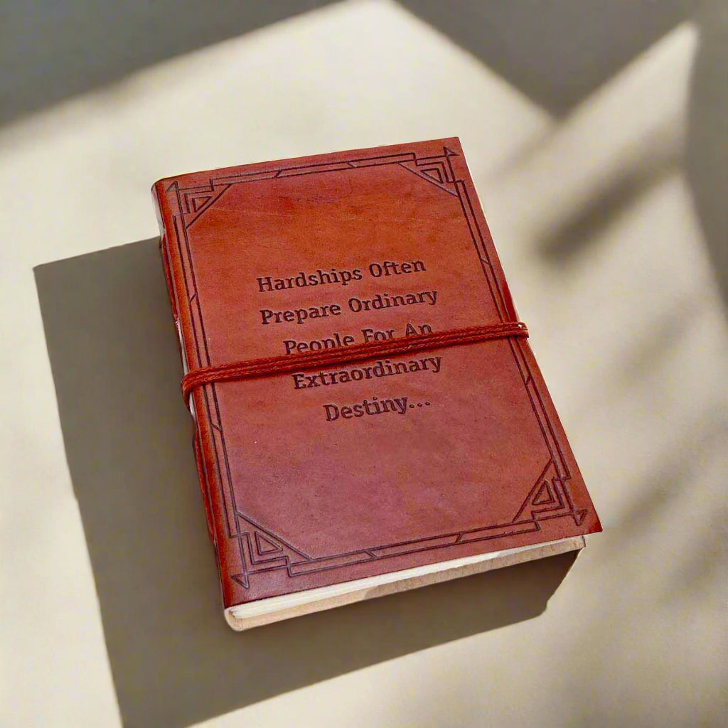 Hardships And Extraordinary Journey C.S. Lewis Quote Leather Journal - 7x5