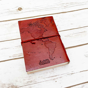 World Map 7x5 Handmade Leather Journal