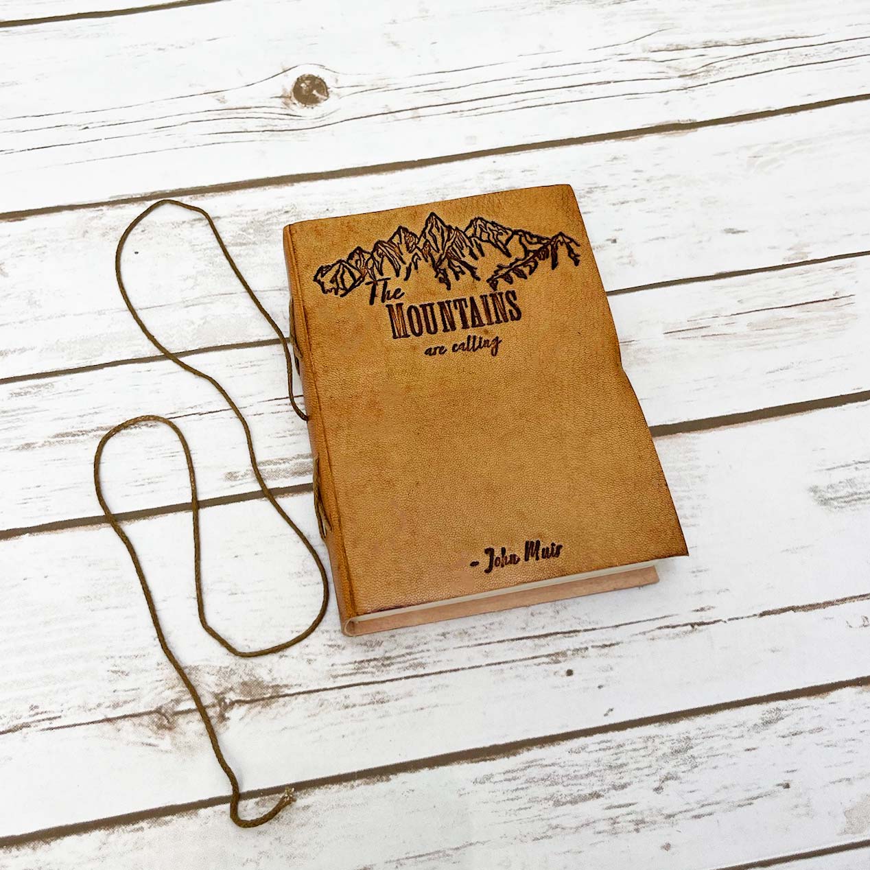 The Mountains Are Calling John Muir Quote Leather Journal - 7x5