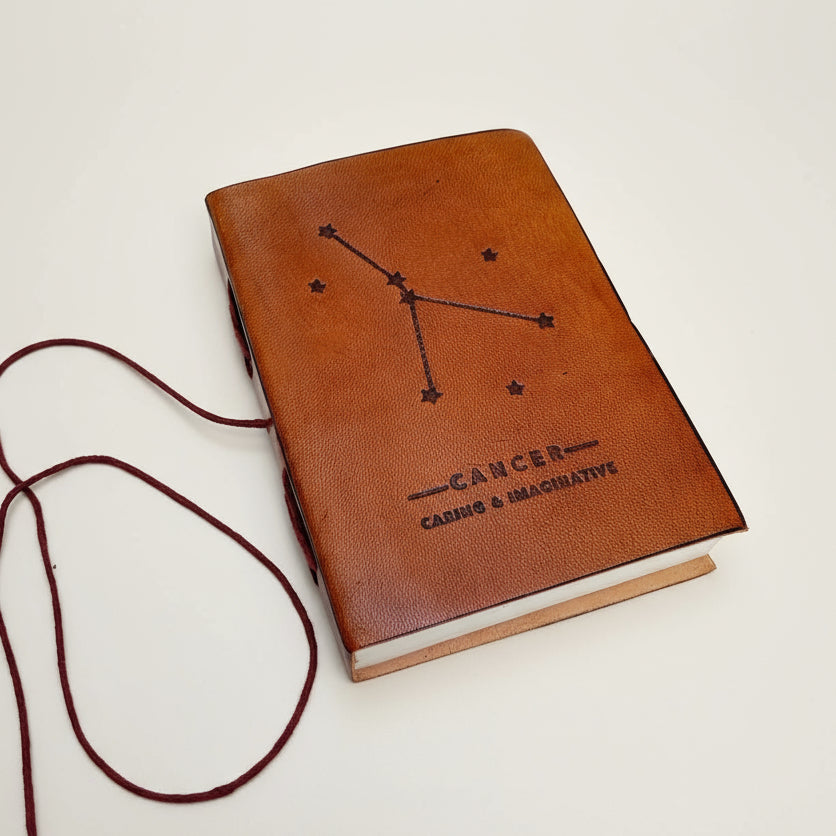 Astrology journal in leather cover – beautifully crafted for writing about your zodiac journey and planetary alignments