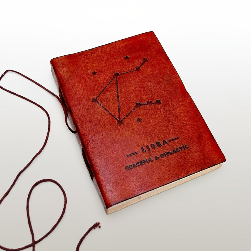 Astrology journal in leather cover – beautifully crafted for writing about your zodiac journey and planetary alignments