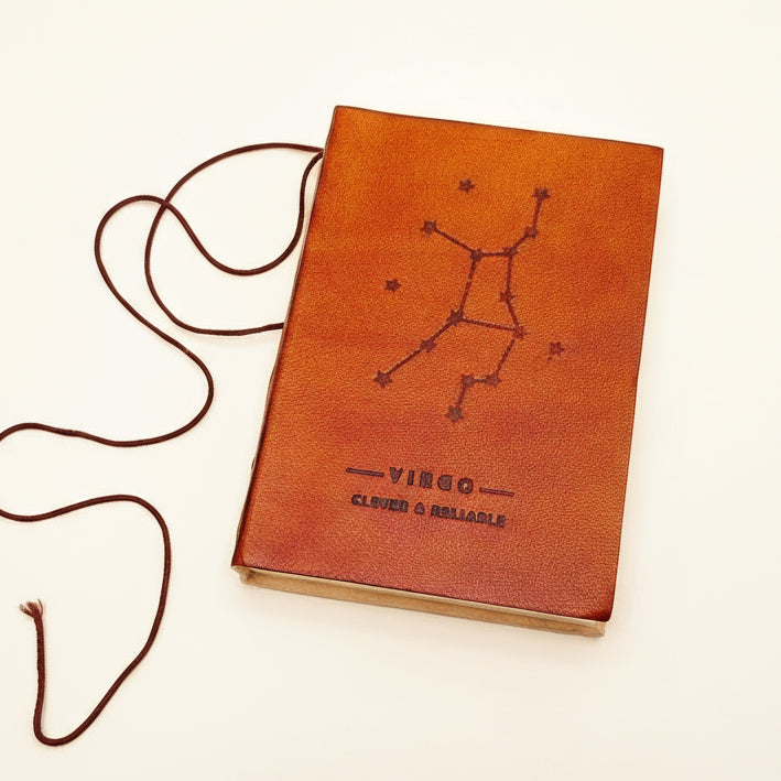 Astrology journal in leather cover – beautifully crafted for writing about your zodiac journey and planetary alignments