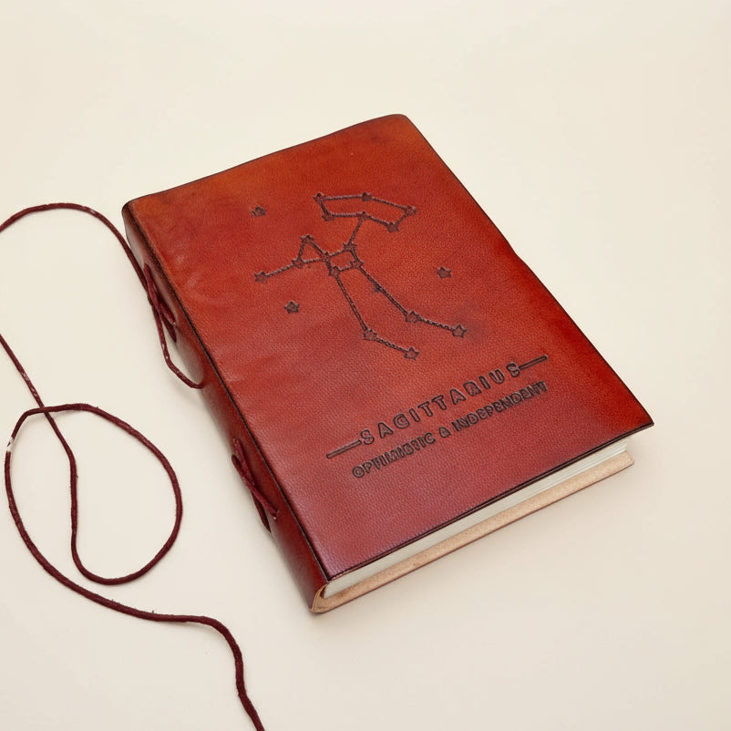 Astrology journal in leather cover – beautifully crafted for writing about your zodiac journey and planetary alignments