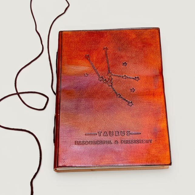 Astrology journal in leather cover – beautifully crafted for writing about your zodiac journey and planetary alignments