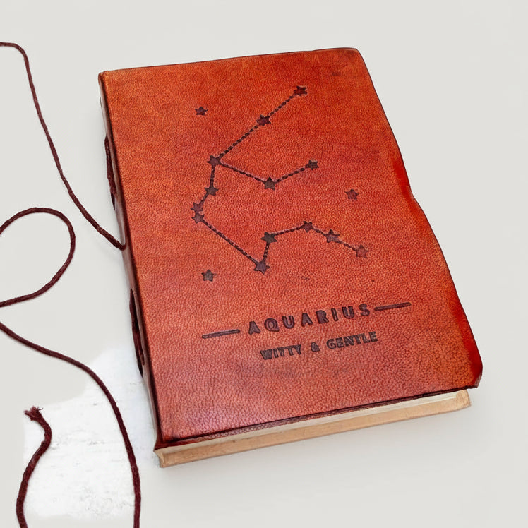 Astrology journal in leather cover – beautifully crafted for writing about your zodiac journey and planetary alignments