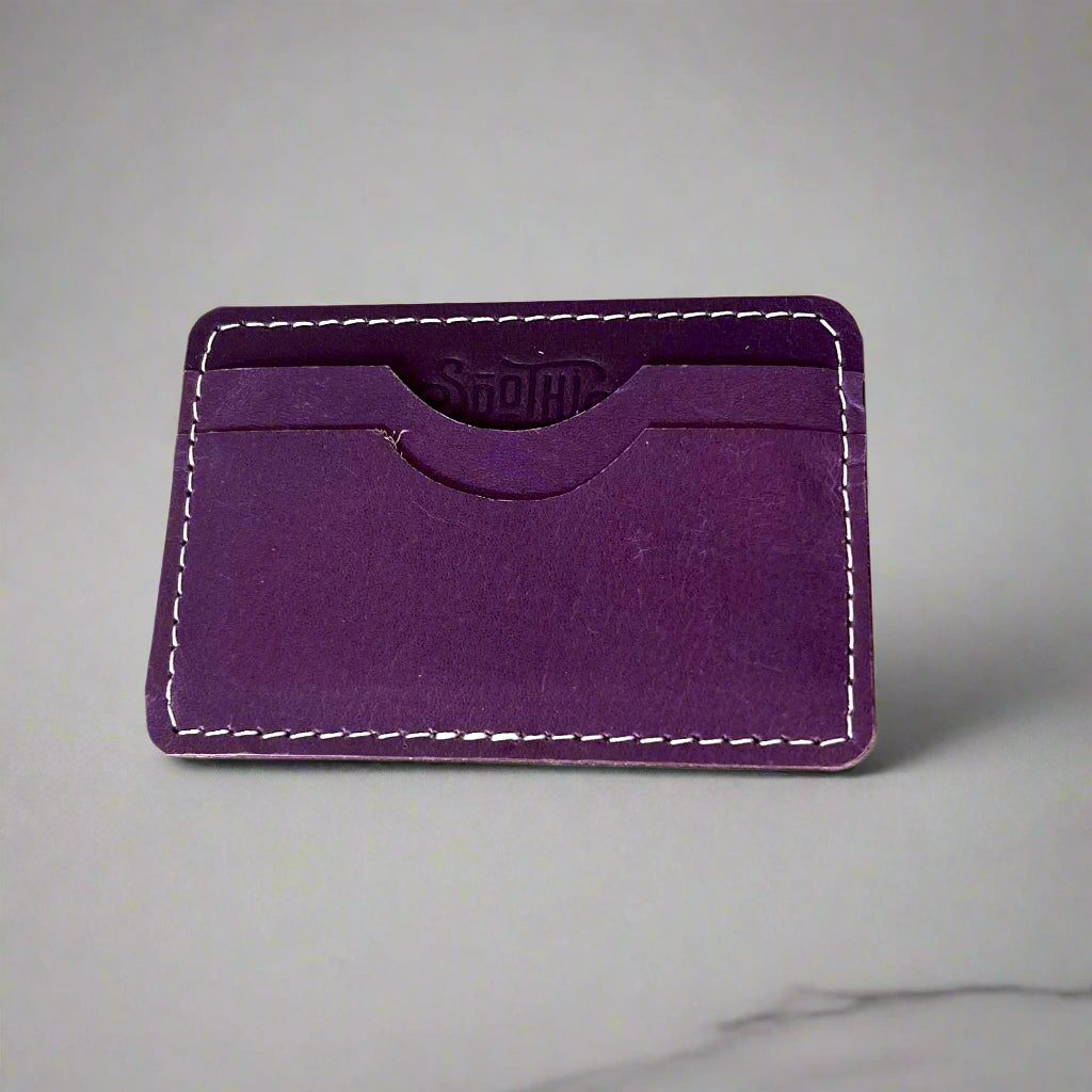 Slim Leather Card Case Wallet - Minimalist Design in Vibrant Colors