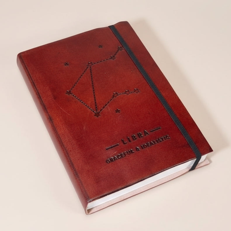 Astrology journal in leather cover – beautifully crafted for writing about your zodiac journey and planetary alignments
