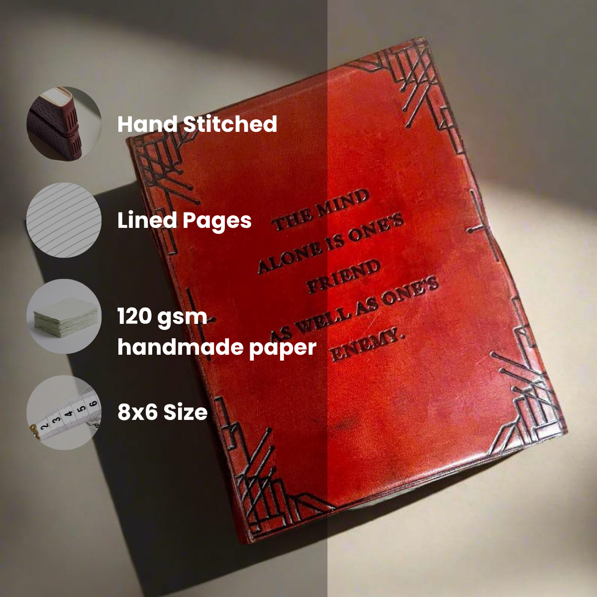 "The Mind Alone" Leather Journal - Philosophical & Handcrafted
