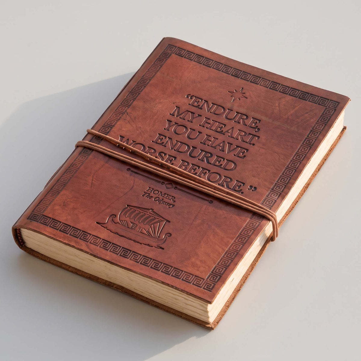 Homer “Endure, My Heart” Odyssey Quote Leather Journal