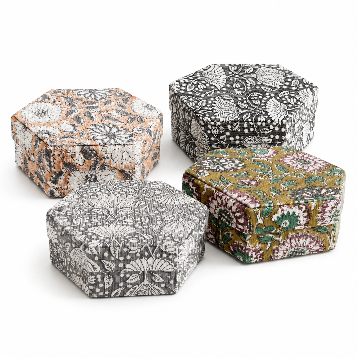 Artisan Hexagon Storage Box - Decorative Keepsake Organizer with Lid