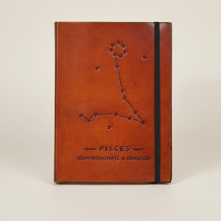 Astrology journal in leather cover – beautifully crafted for writing about your zodiac journey and planetary alignments