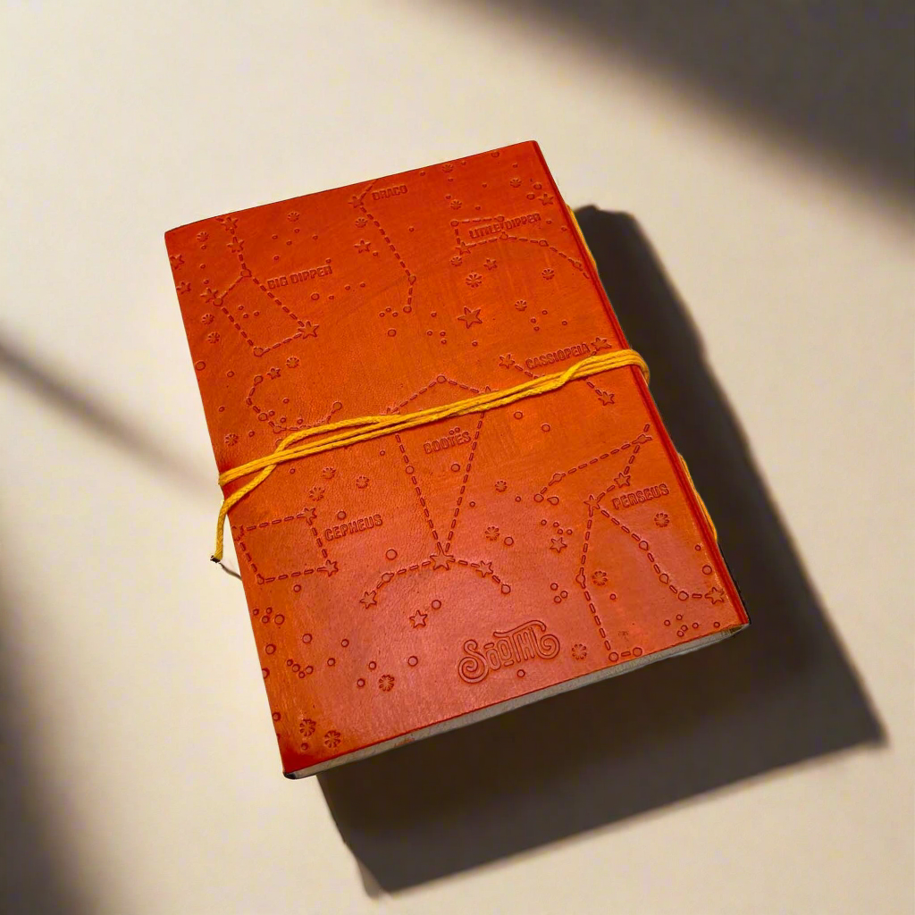 Plain Cover Leather Journal with a custom black-ink name or short message.