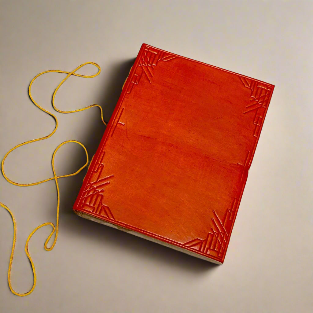 Personalized Plain Cover Leather Journal showing a custom front-cover message.