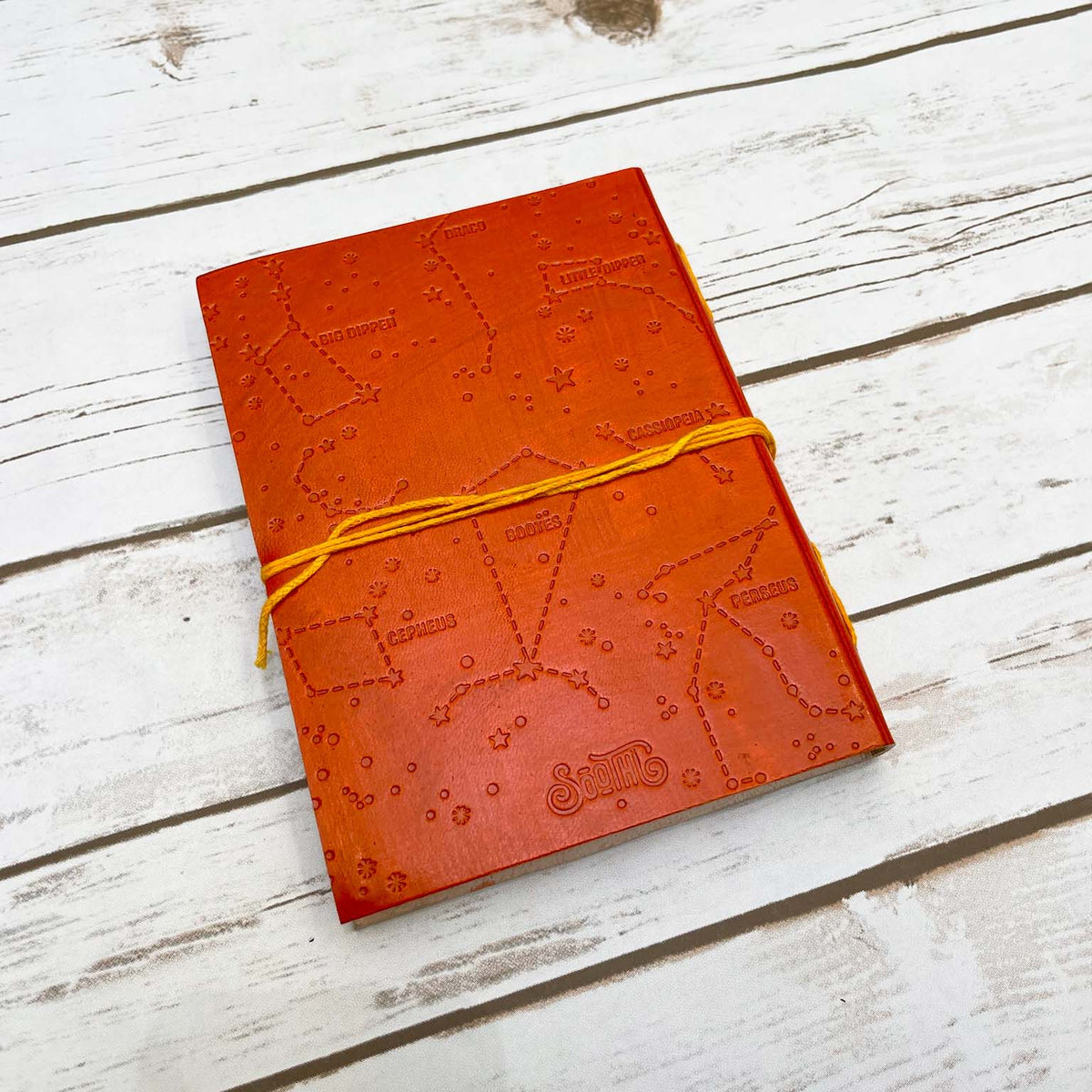 Plain Cover Leather Journal with custom black-ink personalization.