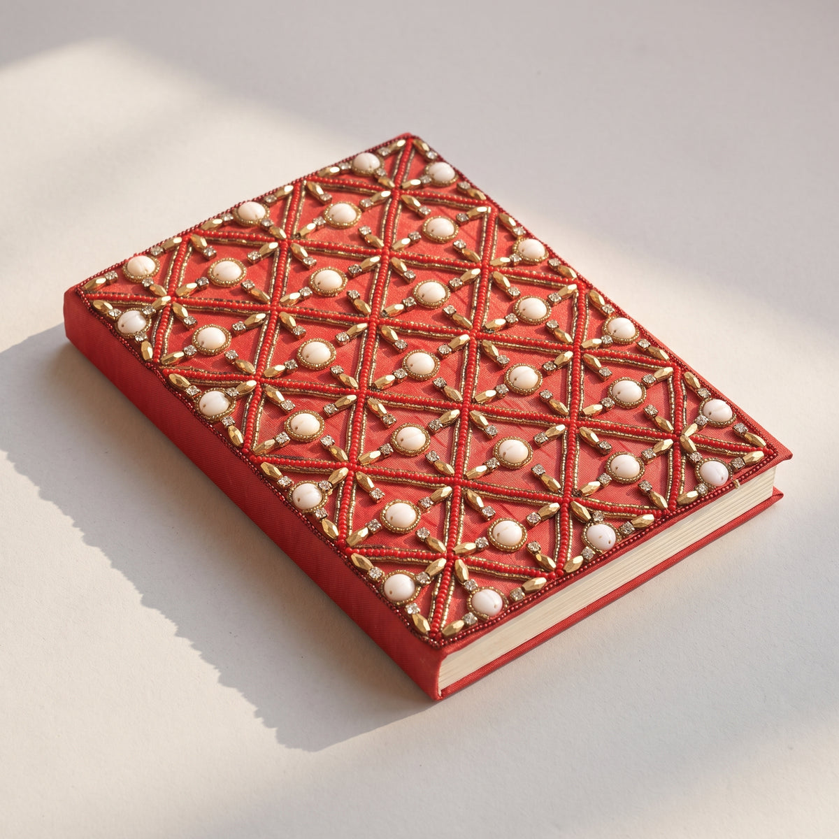 Red Zari Hand-Embroidered Journal