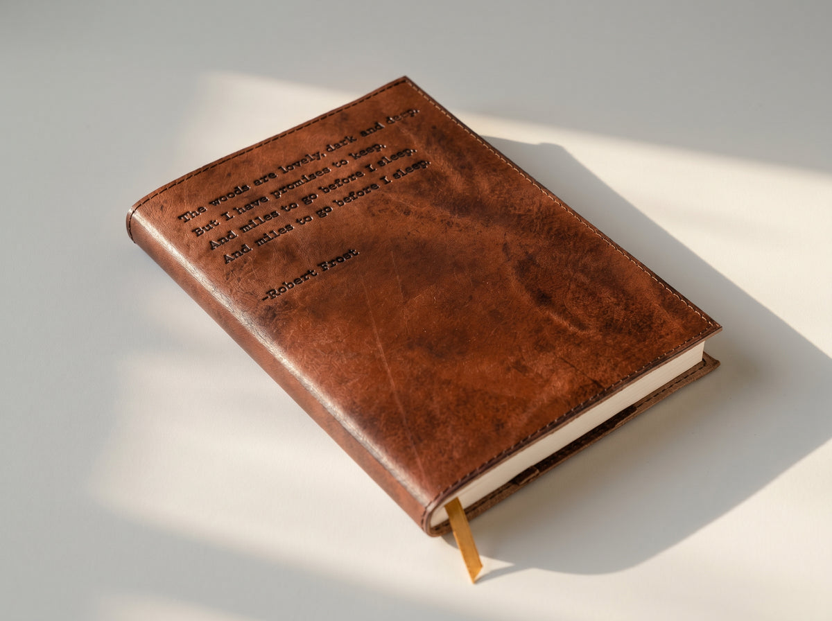 Robert Frost Woods Are Lovely Stanza Refillable Leather Journal