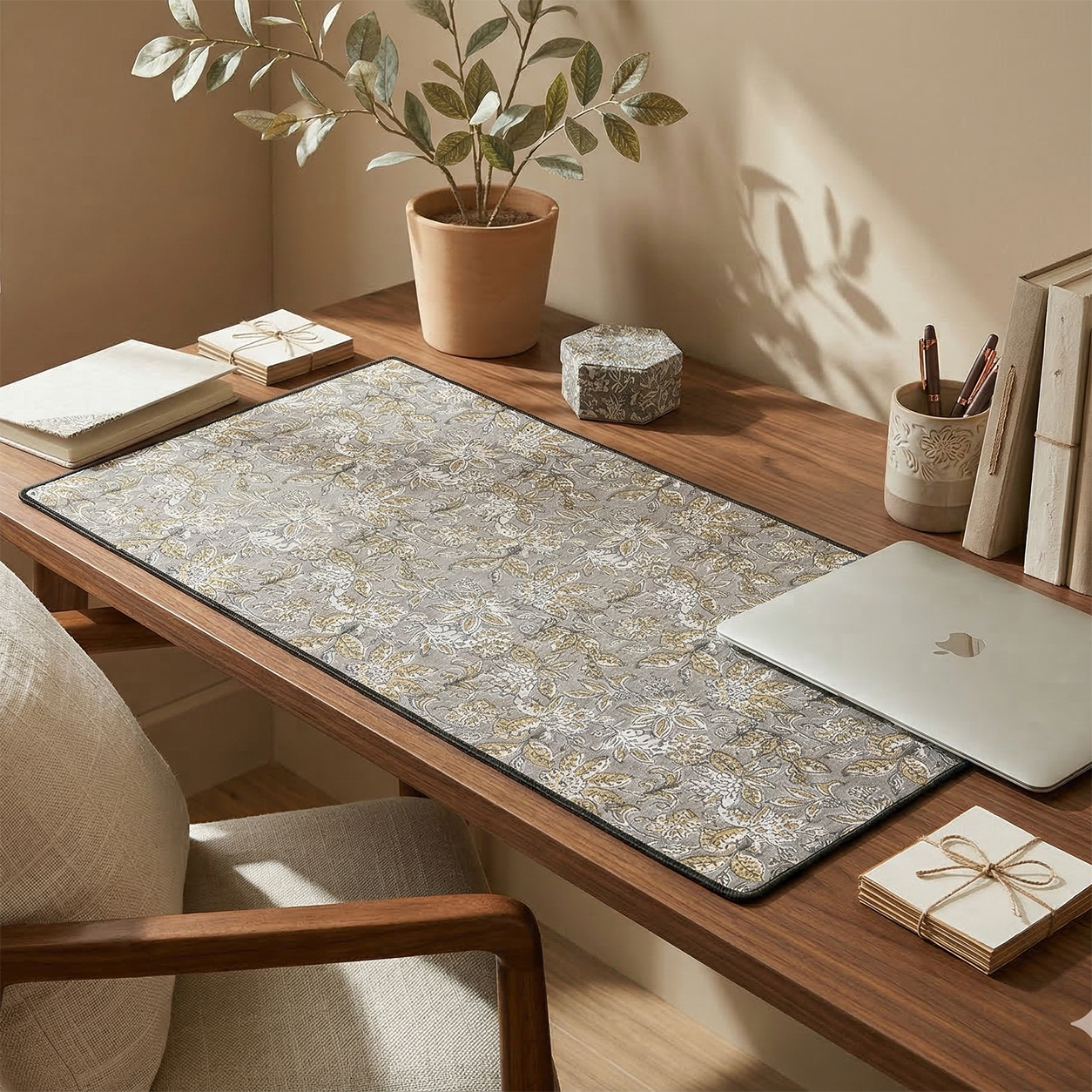 Artisan Canvas Desk Mat - Premium Patterned Desk Pad Protector for Office Setup